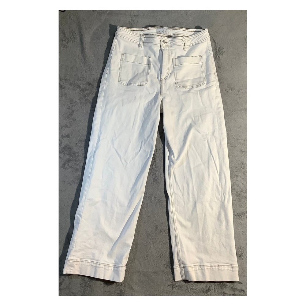 Primark The Edit Women's Cream Wide Leg Jeans Size 14